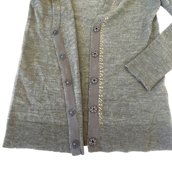 Eddie Bauer 100% Merino Wool Cardigan Sz S Women’s V Neck Sweater Brass Green - Picture 7 of 10